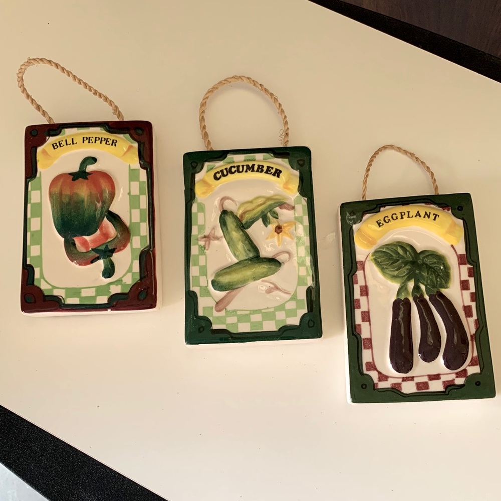 3 cute ceramic wall hangings